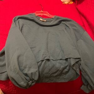 Zenana Outfitters Gray and Red Oversized Hoodie